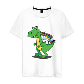 Мужская футболка хлопок с принтом Динозавр в Кировске, 100% хлопок | прямой крой, круглый вырез горловины, длина до линии бедер, слегка спущенное плечо. | 