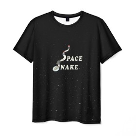 Мужская футболка 3D с принтом Space snake в Кировске, 100% полиэфир | прямой крой, круглый вырез горловины, длина до линии бедер | bite | cyborg snake | rick and morty | ship | snakes | space snake | vdgerir | рик и морти