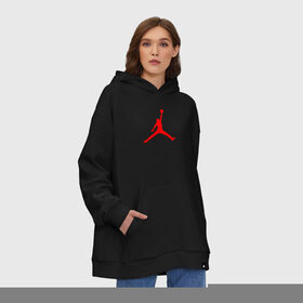 Худи SuperOversize хлопок с принтом MICHAEL JORDAN (НА СПИНЕ) в Кировске, 70% хлопок, 30% полиэстер, мягкий начес внутри | карман-кенгуру, эластичная резинка на манжетах и по нижней кромке, двухслойный капюшон
 | 