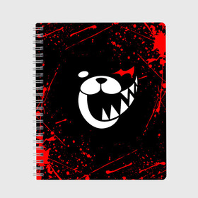 Тетрадь с принтом MONOKUMA в Кировске, 100% бумага | 48 листов, плотность листов — 60 г/м2, плотность картонной обложки — 250 г/м2. Листы скреплены сбоку удобной пружинной спиралью. Уголки страниц и обложки скругленные. Цвет линий — светло-серый
 | anime | bear | black  white | danganronpa | kurokuma | monodam | monokuma | monomi | monotaro | rabbit | school | shirokuma | аниме | главарь | мoноми | монокума | черно белый | школа