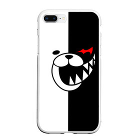 Чехол для iPhone 7Plus/8 Plus матовый с принтом MONOKUMA (КАПЮШОН) в Кировске, Силикон | Область печати: задняя сторона чехла, без боковых панелей | anime | bear | black  white | danganronpa | kurokuma | monodam | monokuma | monomi | monotaro | rabbit | school | shirokuma | аниме | главарь | мoноми | монокума | черно белый | школа