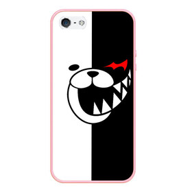 Чехол для iPhone 5/5S матовый с принтом MONOKUMA (КАПЮШОН) в Кировске, Силикон | Область печати: задняя сторона чехла, без боковых панелей | anime | bear | black  white | danganronpa | kurokuma | monodam | monokuma | monomi | monotaro | rabbit | school | shirokuma | аниме | главарь | мoноми | монокума | черно белый | школа