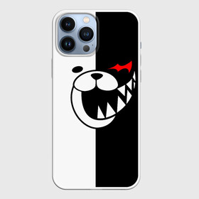 Чехол для iPhone 13 Pro Max с принтом MONOKUMA (КАПЮШОН) в Кировске,  |  | Тематика изображения на принте: anime | bear | black  white | danganronpa | kurokuma | monodam | monokuma | monomi | monotaro | rabbit | school | shirokuma | аниме | главарь | мoноми | монокума | черно белый | школа