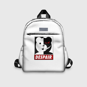 Детский рюкзак 3D с принтом Monokuma despair в Кировске, 100% полиэстер | лямки с регулируемой длиной, сверху петелька, чтобы рюкзак можно было повесить на вешалку. Основное отделение закрывается на молнию, как и внешний карман. Внутри дополнительный карман. По бокам два дополнительных кармашка | anime | art | bear | danganronpa | japan | monokuma | аниме | арт | животное | манга | медведь | мишка | мульфильм | персонаж | плюшевый | япония