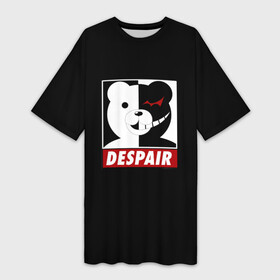 Платье-футболка 3D с принтом Monokuma despair на черном в Кировске,  |  | anime | art | bear | danganronpa | japan | monokuma | аниме | арт | животное | манга | медведь | мишка | мульфильм | персонаж | плюшевый | япония