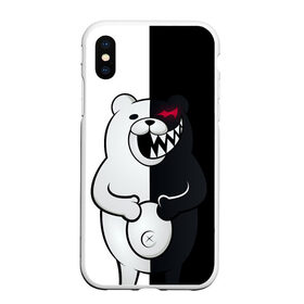 Чехол для iPhone XS Max матовый с принтом MONOKUMA в Кировске, Силикон | Область печати: задняя сторона чехла, без боковых панелей | anime | bear | black  white | danganronpa | kurokuma | monodam | monokuma | monomi | monotaro | rabbit | school | shirokuma | аниме | главарь | мoноми | монокума | черно белый | школа