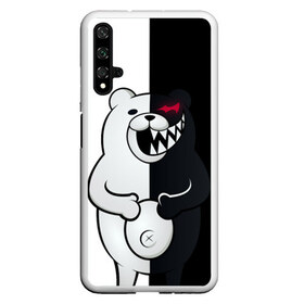 Чехол для Honor 20 с принтом MONOKUMA в Кировске, Силикон | Область печати: задняя сторона чехла, без боковых панелей | Тематика изображения на принте: anime | bear | black  white | danganronpa | kurokuma | monodam | monokuma | monomi | monotaro | rabbit | school | shirokuma | аниме | главарь | мoноми | монокума | черно белый | школа