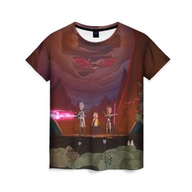 Женская футболка 3D с принтом Dragon Rescuers в Кировске, 100% полиэфир ( синтетическое хлопкоподобное полотно) | прямой крой, круглый вырез горловины, длина до линии бедер | 4 сезон | dsgnosadchaya | rick  morty | джастин ройланд | дракон | дэн хармон | миссикс | плюмбус | рик и морти | саммер