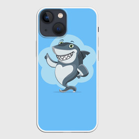 Чехол для iPhone 13 mini с принтом Акула с улыбкой в Кировске,  |  | shark | акула | весёлый | вода | животное | зубы | милый | море | океан | опасный | палец вверх | подводный | природа | рыба | синий | смешной | улыбка | хищник | хищное