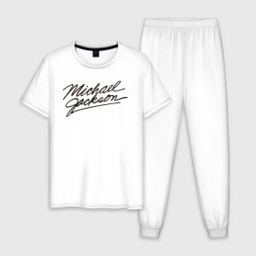 Мужская пижама хлопок с принтом Jackson Michael в Кировске, 100% хлопок | брюки и футболка прямого кроя, без карманов, на брюках мягкая резинка на поясе и по низу штанин
 | 