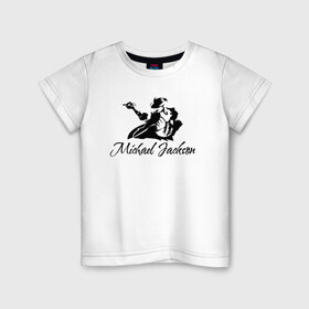 Детская футболка хлопок с принтом Танцующий в Кировске, 100% хлопок | круглый вырез горловины, полуприлегающий силуэт, длина до линии бедер | Тематика изображения на принте: майкл джексон чёрно белый силуэт