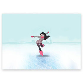Поздравительная открытка с принтом Фигурное катание в Кировске, 100% бумага | плотность бумаги 280 г/м2, матовая, на обратной стороне линовка и место для марки
 | figure skating | коньки | конькобежный спорт | фигурное катание