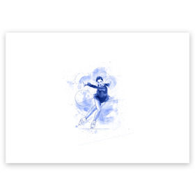 Поздравительная открытка с принтом Фигурное катание в Кировске, 100% бумага | плотность бумаги 280 г/м2, матовая, на обратной стороне линовка и место для марки
 | Тематика изображения на принте: figure skating | коньки | конькобежный спорт | фигурное катание