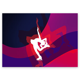 Поздравительная открытка с принтом Фигурное катание в Кировске, 100% бумага | плотность бумаги 280 г/м2, матовая, на обратной стороне линовка и место для марки
 | figure skating | коньки | конькобежный спорт | фигурное катание
