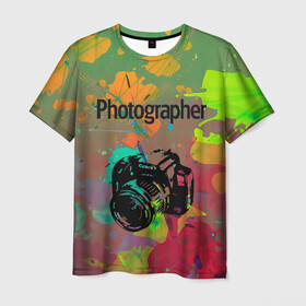 Мужская футболка 3D с принтом Фотограф в Кировске, 100% полиэфир | прямой крой, круглый вырез горловины, длина до линии бедер | искусство | фото | фотоаппарат | фотограф | фотография | хобби