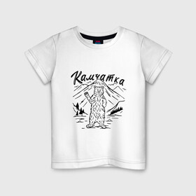 Детская футболка хлопок с принтом Камчатка в Кировске, 100% хлопок | круглый вырез горловины, полуприлегающий силуэт, длина до линии бедер | камчатка | медведь | природа | путешествие | путешествие по россии