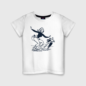 Детская футболка хлопок с принтом катание на льду в Кировске, 100% хлопок | круглый вырез горловины, полуприлегающий силуэт, длина до линии бедер | зимний спорт | катание на льду | коньки | конькобежный спорт | фигурное катание