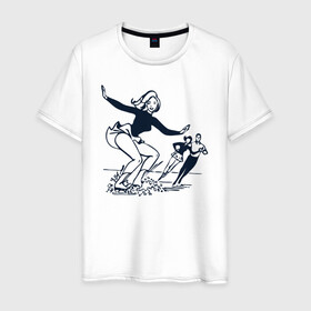 Мужская футболка хлопок с принтом катание на льду в Кировске, 100% хлопок | прямой крой, круглый вырез горловины, длина до линии бедер, слегка спущенное плечо. | зимний спорт | катание на льду | коньки | конькобежный спорт | фигурное катание