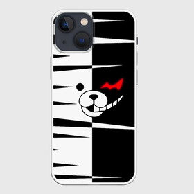 Чехол для iPhone 13 mini с принтом MONOKUMA зубья в Кировске,  |  | danganronpa | monokuma | trigger happy havoc | аниме | игрушка | манга | медведь | монокума | монохром | мягкая игрушка робот | робот