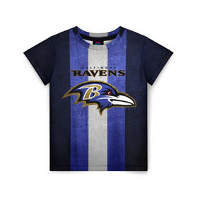 Детская футболка 3D с принтом Baltimore Ravens в Кировске, 100% гипоаллергенный полиэфир | прямой крой, круглый вырез горловины, длина до линии бедер, чуть спущенное плечо, ткань немного тянется | 