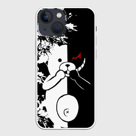 Чехол для iPhone 13 mini с принтом MONOKUMA держит руки в Кировске,  |  | danganronpa | monokuma | trigger happy havoc | аниме | игрушка | манга | медведь | монокума | монохром | мягкая игрушка робот | робот