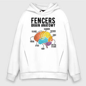 Мужское худи Oversize хлопок с принтом Fences Brain Anatomy в Кировске, френч-терри — 70% хлопок, 30% полиэстер. Мягкий теплый начес внутри —100% хлопок | боковые карманы, эластичные манжеты и нижняя кромка, капюшон на магнитной кнопке | brain | fances | мозг | рапира | фехтовальщики | фехтование | шпага