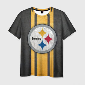 Мужская футболка 3D с принтом Pittsburgh Steelers в Кировске, 100% полиэфир | прямой крой, круглый вырез горловины, длина до линии бедер | 
