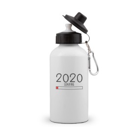 Бутылка спортивная с принтом Загрузка 2020 года в Кировске, металл | емкость — 500 мл, в комплекте две пластиковые крышки и карабин для крепления | 