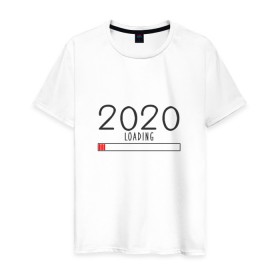 Мужская футболка хлопок с принтом Загрузка 2020 года в Кировске, 100% хлопок | прямой крой, круглый вырез горловины, длина до линии бедер, слегка спущенное плечо. | 