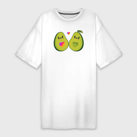 Платье-футболка хлопок с принтом Авокадо парное в Кировске,  |  | animal | avocado | heart | like | likee | авокадо | животные | лайк | лайки