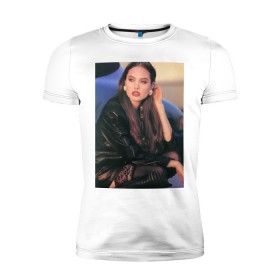 Мужская футболка премиум с принтом Анджелина Джоли в Кировске, 92% хлопок, 8% лайкра | приталенный силуэт, круглый вырез ворота, длина до линии бедра, короткий рукав | актриса | анджелина | голливуд | джоли | знаменитости | миссис смит