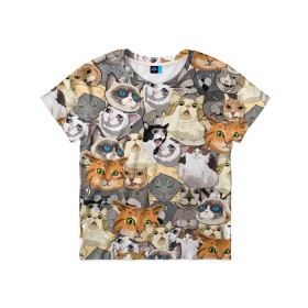 Детская футболка 3D с принтом ALL CATS MEMES в Кировске, 100% гипоаллергенный полиэфир | прямой крой, круглый вырез горловины, длина до линии бедер, чуть спущенное плечо, ткань немного тянется | cats | mem | memes | mems | кот | коты | кошки | мемс | мемы | мэмы