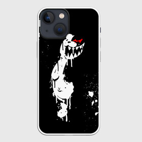 Чехол для iPhone 13 mini с принтом Монокума белые брызги в Кировске,  |  | danganronpa | eye | monokuma | paint | аватар | антагонист | брызги | глаз | игрушка | краска | медведь | монокума | мягкая | панда | потёки | робот