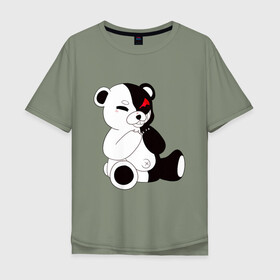 Мужская футболка хлопок Oversize с принтом Monokuma в Кировске, 100% хлопок | свободный крой, круглый ворот, “спинка” длиннее передней части | danganronpa | eye | monokuma | аватар | антагонист | глаз | игрушка | медведь | монокума | мягкая | панда | робот