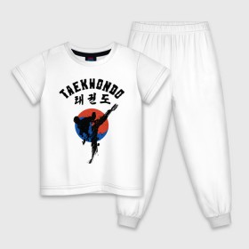 Детская пижама хлопок с принтом Taekwondo в Кировске, 100% хлопок |  брюки и футболка прямого кроя, без карманов, на брюках мягкая резинка на поясе и по низу штанин
 | Тематика изображения на принте: taekwondo | восточные единоборства | единоборства | теквондо | тхэквондо | тэквондо