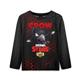 Детский лонгслив 3D с принтом BRAWL STARS CROW в Кировске, 100% полиэстер | длинные рукава, круглый вырез горловины, полуприлегающий силуэт
 | bibi | brawl stars | crow | el brown | leon | leon shark | max | sally leon | shark | stars | акула | биби | ворон | леон