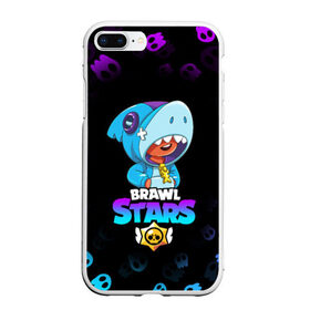 Чехол для iPhone 7Plus/8 Plus матовый с принтом BRAWL STARS LEON SHARK в Кировске, Силикон | Область печати: задняя сторона чехла, без боковых панелей | brawl stars | crow | leon | leon shark | leon werewolf | sally leon | shark | stars | werewolf | акула | берли | ворон | леон | леон акула | оборотень | оборотень леон | спайк | эль примо