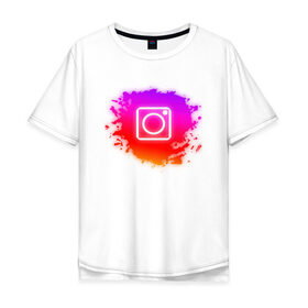 Мужская футболка хлопок Oversize с принтом Instagram в Кировске, 100% хлопок | свободный крой, круглый ворот, “спинка” длиннее передней части | 