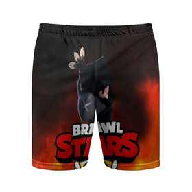 Мужские шорты спортивные с принтом Brawl Stars   Crow в Кировске,  |  | brawl | crow | stars | герой | игра | компьютерная | мобильная | огонь