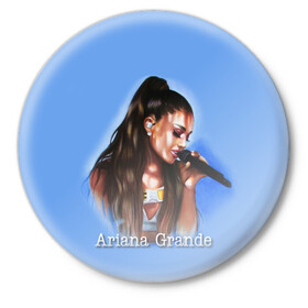 Значок с принтом Ariana Grande (Ариана Гранде) в Кировске,  металл | круглая форма, металлическая застежка в виде булавки | ariana grande | актриса | американская певица | ариана | ариана гранде | гранде | девушка | музыка | певица | песни | продюсер