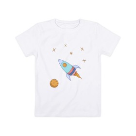 Детская футболка хлопок с принтом Космическое путешествие в Кировске, 100% хлопок | круглый вырез горловины, полуприлегающий силуэт, длина до линии бедер | Тематика изображения на принте: 