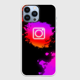 Чехол для iPhone 13 Pro Max с принтом Instagram в Кировске,  |  | instagram | брызги краски | инстаграм | краска | логотиб инстаграм | майки с логотипом инстаграм | майки с прикольными картинками | неон | неоновые майки | прикольные картинки | соц сети