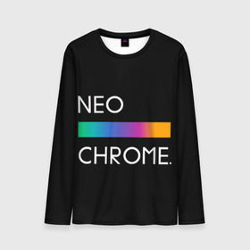 Мужской лонгслив 3D с принтом NEO CHROME в Кировске, 100% полиэстер | длинные рукава, круглый вырез горловины, полуприлегающий силуэт | rgb | контрастный | круг | металл | мудрость | мысль | надпись | палитра | радуга | радужный | символ | сфера | текст | фраза | цветной | яркий