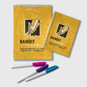 Блокнот с принтом Bandit (R6s) в Кировске, 100% бумага | 48 листов, плотность листов — 60 г/м2, плотность картонной обложки — 250 г/м2. Листы скреплены удобной пружинной спиралью. Цвет линий — светло-серый
 | Тематика изображения на принте: art | bandit | game | logo | rainbow | shooter | siege | six | ubisoft | арт | бандит | игра | игры | компьютерные | лого | оперативник | осада | персонаж | радуга 6 | шутер