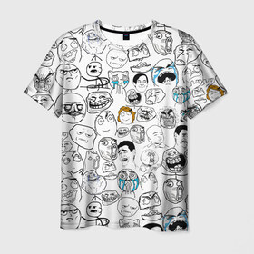 Мужская футболка 3D с принтом МЕМЫ в Кировске, 100% полиэфир | прямой крой, круглый вырез горловины, длина до линии бедер | meme | pattern | smile | интернет приколы | мем | мемы | паттерн | прикол | рожицы | смайл | юмор