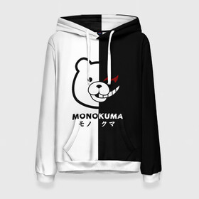 Женская толстовка 3D с принтом _Monokuma_ в Кировске, 100% полиэстер  | двухслойный капюшон со шнурком для регулировки, мягкие манжеты на рукавах и по низу толстовки, спереди карман-кенгуру с мягким внутренним слоем. | anime | character | dangan ronpa | kawai | manga | аниме | анимэ | глаз | данганронпа | двухцветная | директор | злодей | из | изображение | кавай | крутой | лицо | манга | медведь | милый | мишка | на груди | необычный | нос