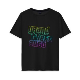 Женская футболка хлопок Oversize с принтом Gta logo:gradient в Кировске, 100% хлопок | свободный крой, круглый ворот, спущенный рукав, длина до линии бедер
 | grand theft auto | gta | геометрия | гта | гта 5 | игра | линии | логотип | пеф