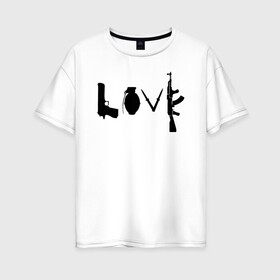 Женская футболка хлопок Oversize с принтом Banksy LOVE в Кировске, 100% хлопок | свободный крой, круглый ворот, спущенный рукав, длина до линии бедер
 | banksy | анархизм | андерграунд | антивоенное движение | антиимпериализм | антикапитализм | бенкс | бенкси | бристоль | бэнкс | бэнкси | граффити | нигилизм | стрит арт | художник