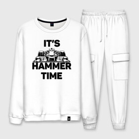 Мужской костюм хлопок с принтом Its hammer time в Кировске, 100% хлопок | на свитшоте круглая горловина, мягкая резинка по низу. Брюки заужены к низу, на них два вида карманов: два “обычных” по бокам и два объемных, с клапанами, расположенные ниже линии бедра. Брюки с мягкой трикотажной резинкой на поясе и по низу штанин. В поясе для дополнительного комфорта — широкие завязки | hammer time | lewis hamilton | льюис хэмильтон