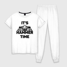 Женская пижама хлопок с принтом Its hammer time в Кировске, 100% хлопок | брюки и футболка прямого кроя, без карманов, на брюках мягкая резинка на поясе и по низу штанин | hammer time | lewis hamilton | льюис хэмильтон